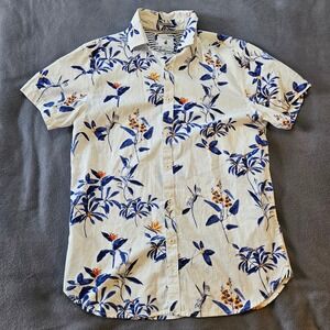Denim and Flower Ricky Singh Mens Short Sleeve Button Down Shirt Tropical Size S